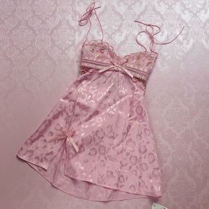 BNWT For Love & Lemons Maisie pink satin / silk floral slip dress